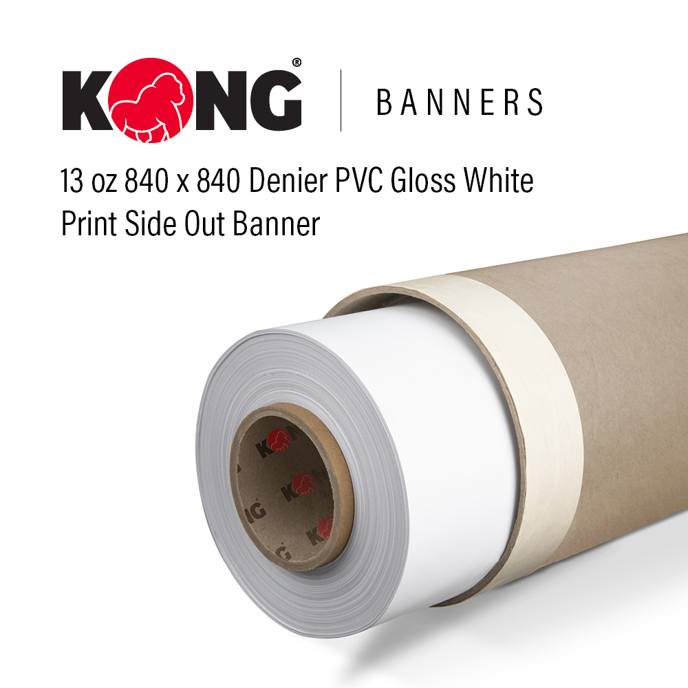 150'' x 165' Kong Banner - 13 OZ 840 x 840 Denier PVC Gloss White Print Side Out Banner